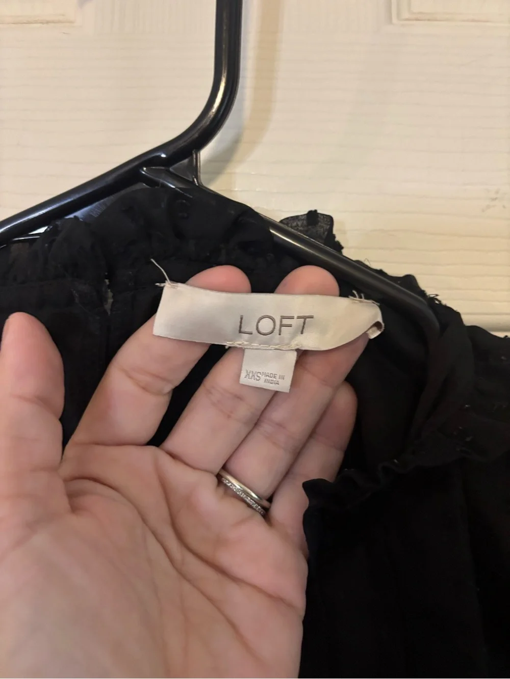 LOFT Black Sheer Swiss Dot Long-Sleeve Blouse